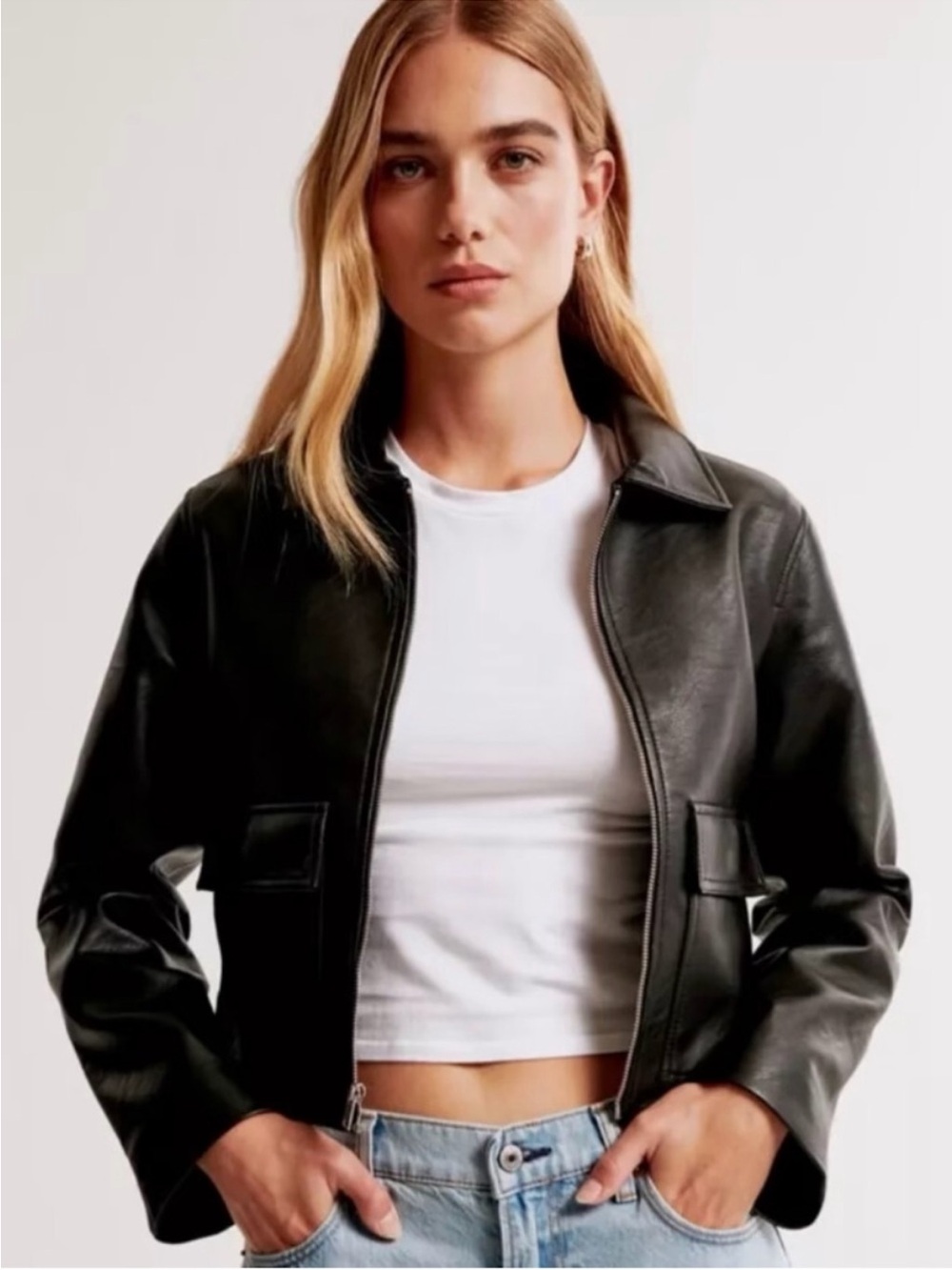 Abercrombie & Fitch Vegan Leather Utility Jacket